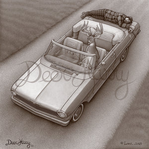 Deer Harry "Strapped On" Vintage Sepia Print available as 12", 14", 16", 18", 20", 22", & 24" square prints